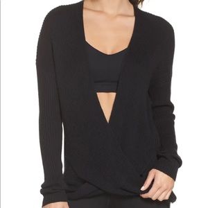 Zella Wrap Sweater, black, medium